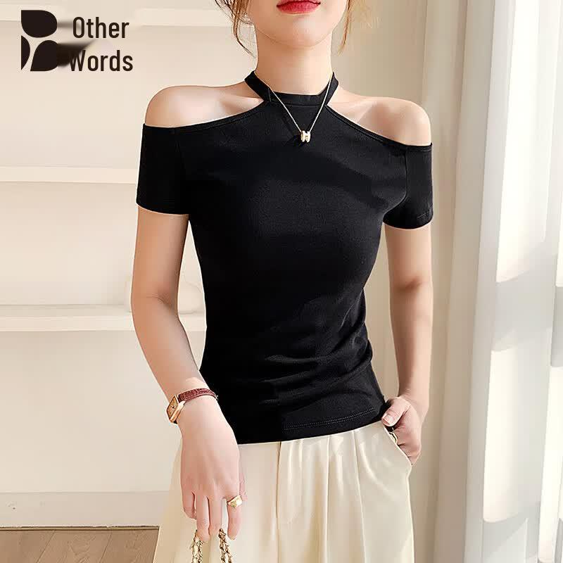Women s Halter Neck Slim Fit Short Sleeve T-Shirt XL