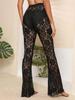 Stocks Manufacture Women's Clothing Sexy See Through Black Lace Long Summer Hollowed-out Beach Cover Up Women Soft Flare Pants