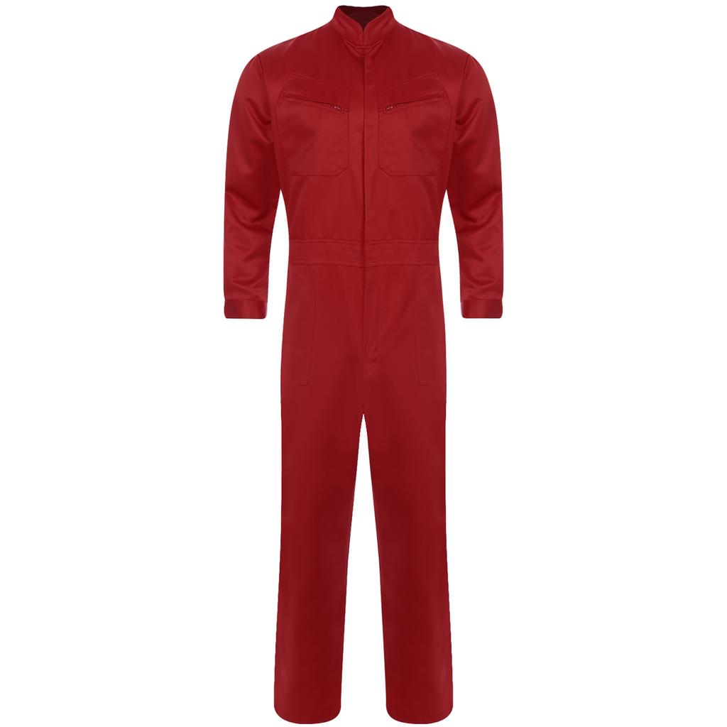 Pánská jednodílná kombinéza z čisté bavlny Design se stojáčkem Dlouhý rukáv Zip vpředu Montérky Pracovní uniforma Krycí kombinéza