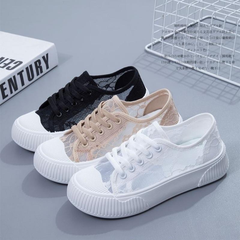 Fashion Women Flats Lace Casual Shoes Student Mesh Breathable Sneakers Loafers Outdoor Hollow Walking Shoes Fashion Women Shoes De Mujer