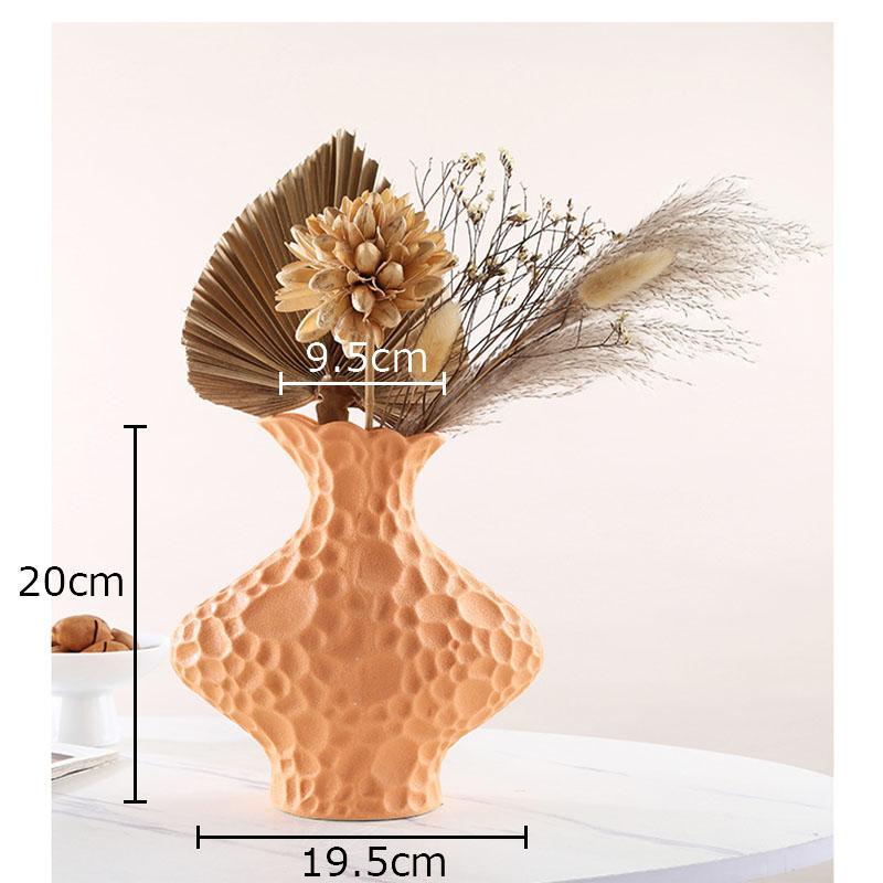 Creative Frosted Wrinkle Ceramic Vase Artificial Floral Decorative Flower Pots Desk Decoration Flowers Arrangement Modern Decor
