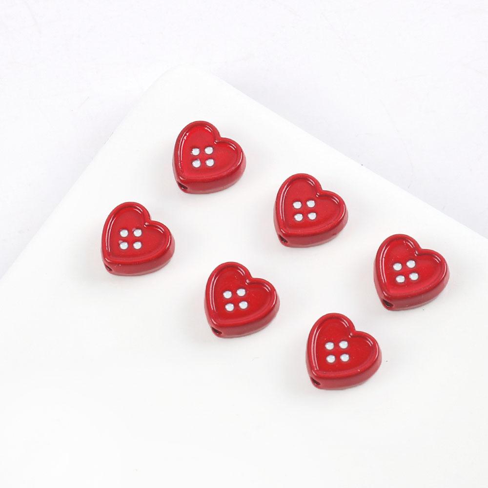Cute Sweet Metal Love Button-Shaped Jewelry Accessories Wind Hair Accessories Mobile Phone Case Diy Necklace Material