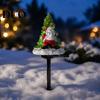 Outdoor Solar Christmas Decorations Garden Light, Santa Tree Resin Yard Stake Decor with Auto Sensor LED Landscape Warm Glow, Waterproof Lawn Lamp for