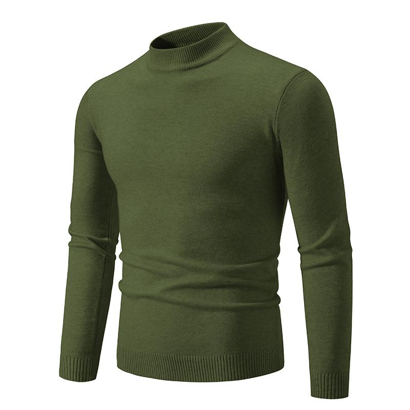 2024 Men's Large Slim Knit Half Turtleneck Sweaters for Autumn & Winter
