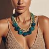 New Irregular Double Layer Green Beads Geometrics Niche Design Choker Women