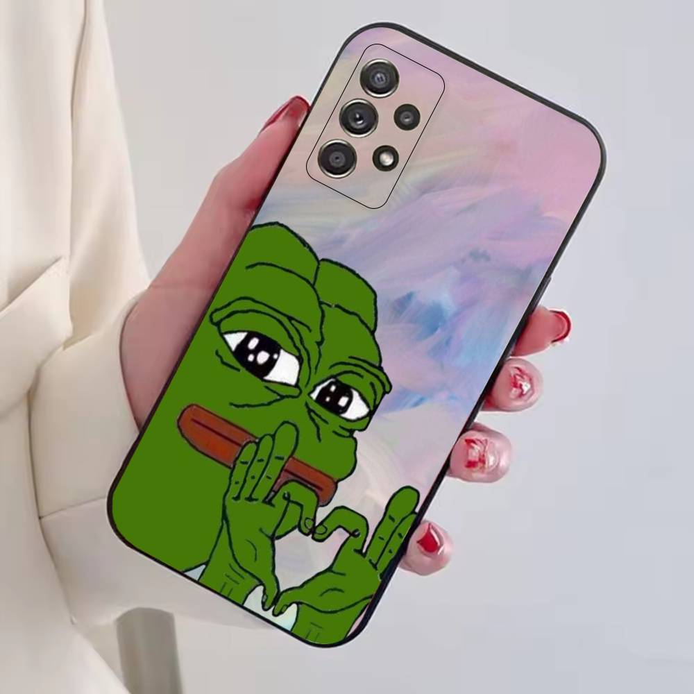 P-Pepe the Frog Funny Phone Case Black Silicone Soft For Samsung S25,S24,S21,S22,S23,S30,Ultra,S20,Plus,Fe,Lite