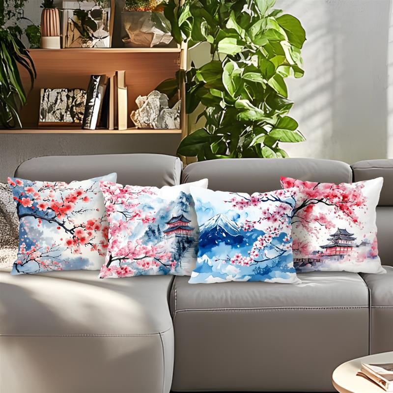 Cherry Blossom Cushions Pillowcase Printed Polyester 45x45cm Throw Pillow Cover Decorative Sofa Cushion Pillowslip Home Decor