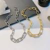 Collier Grosse Chaîne Exagérée: Courte chaîne clavicule en métal ornée de strass pour femmes