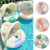 Baby-Poolschwimmer mit Verdeck, Aufblasbarer Schwimmring im Vintage-Streifenmuster mit Sicherheitsitz und Griff, Sonnenschutz-Schwimmring für Kleinkinder