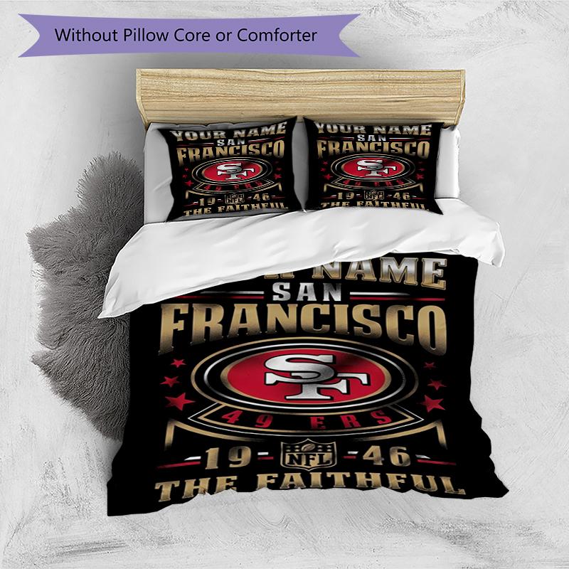 San Francisco 49ers Custom Name Text Print 1Pc Bedding Set Duvet Cover With Two Pillowcases Soft Bed Linen For Household Bedroom