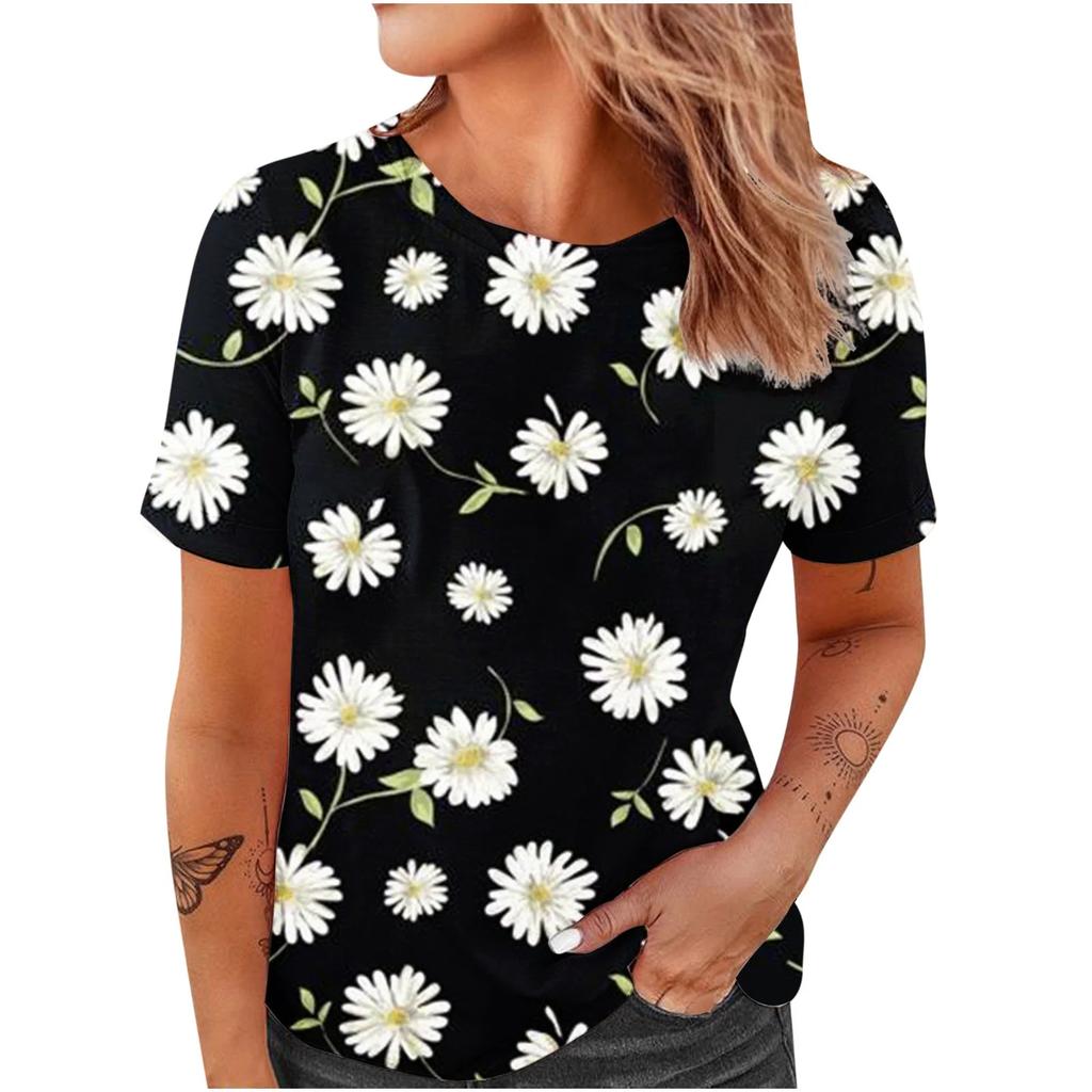 Daisy Graphic Flower 3D Print T-Shirts Women Summer Casual O-Neck Short Sleeve T Shirt Harajuku Y2k Tees Tops Female Clothing