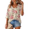 Women's V-Neck Retro Floral Print Lightweight Blouse for Spring and Summer