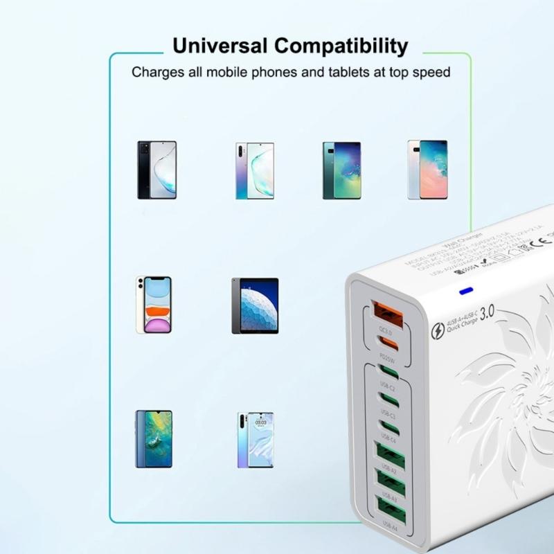 Mehrere Geräte Schnellladestation 150W 8 Ports Klein 150W Schnellladegerät Leicht zu tragen für Smartphones Elektronik