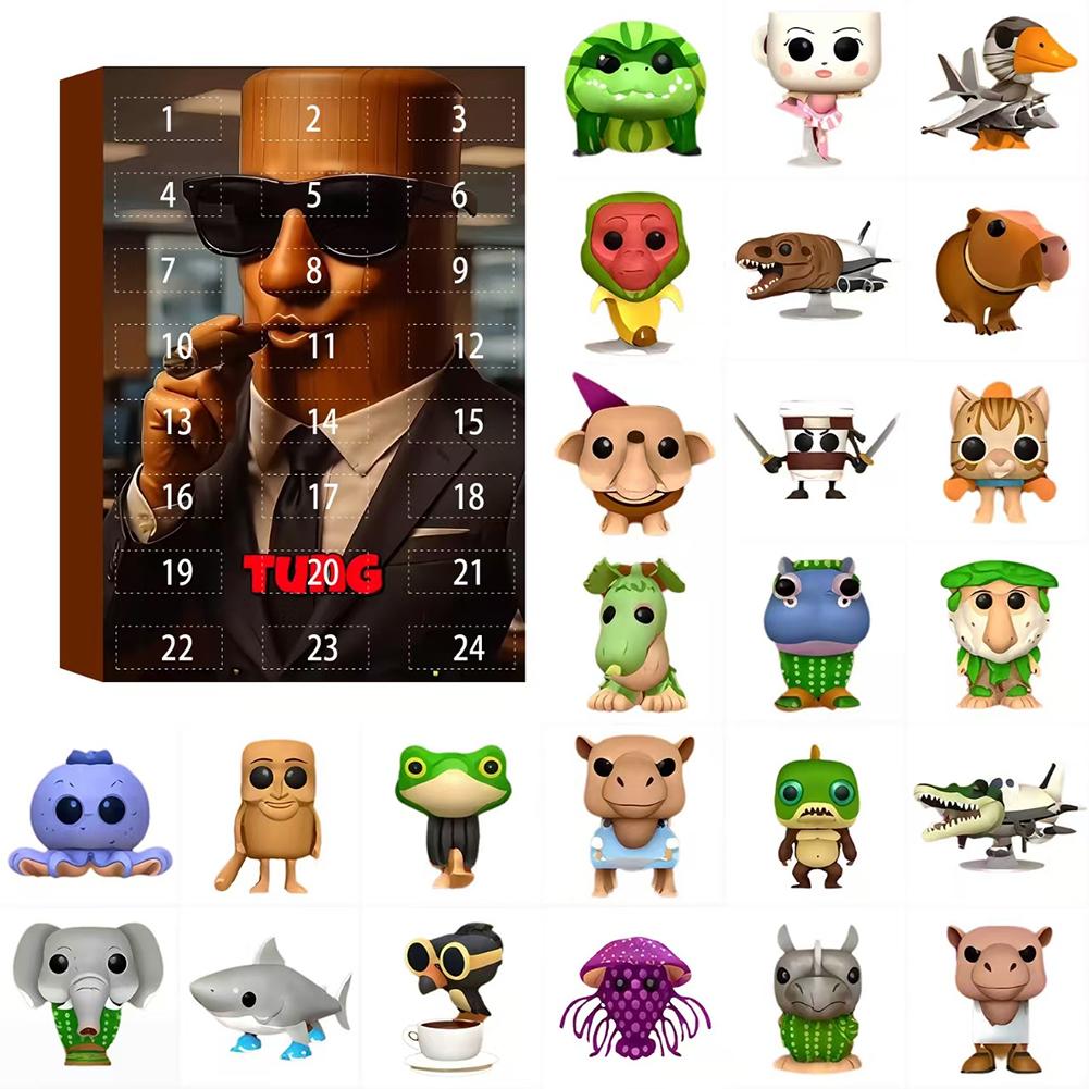 24PCS Italian Brainrot Tung Sahur Character Acrylic Stick Figure Model Blind Boxes Tralalero 2D flate Acrylic Keychain Model