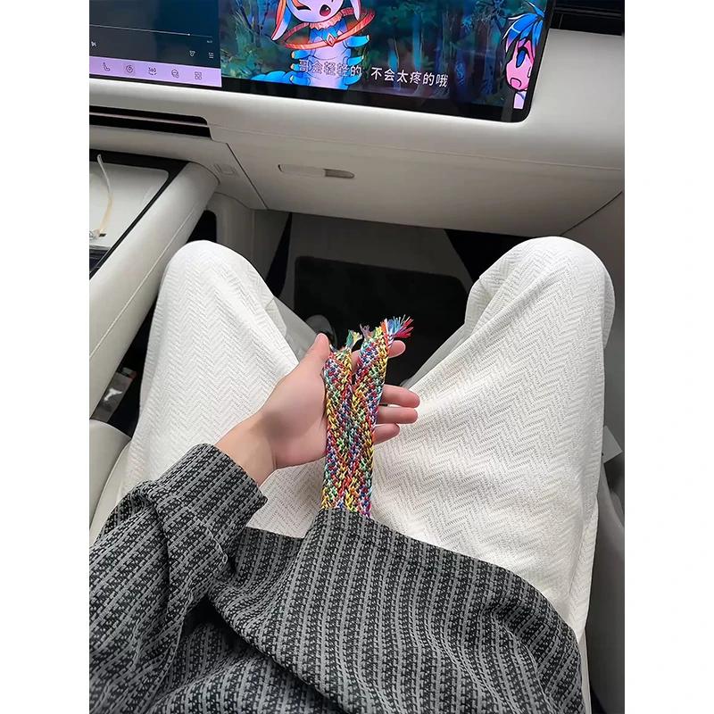 Chenier Heavy Sweatpants Men's Autumn Wheat Pattern Jacquard Design Pants Loose Straight Large Size Casual Pants