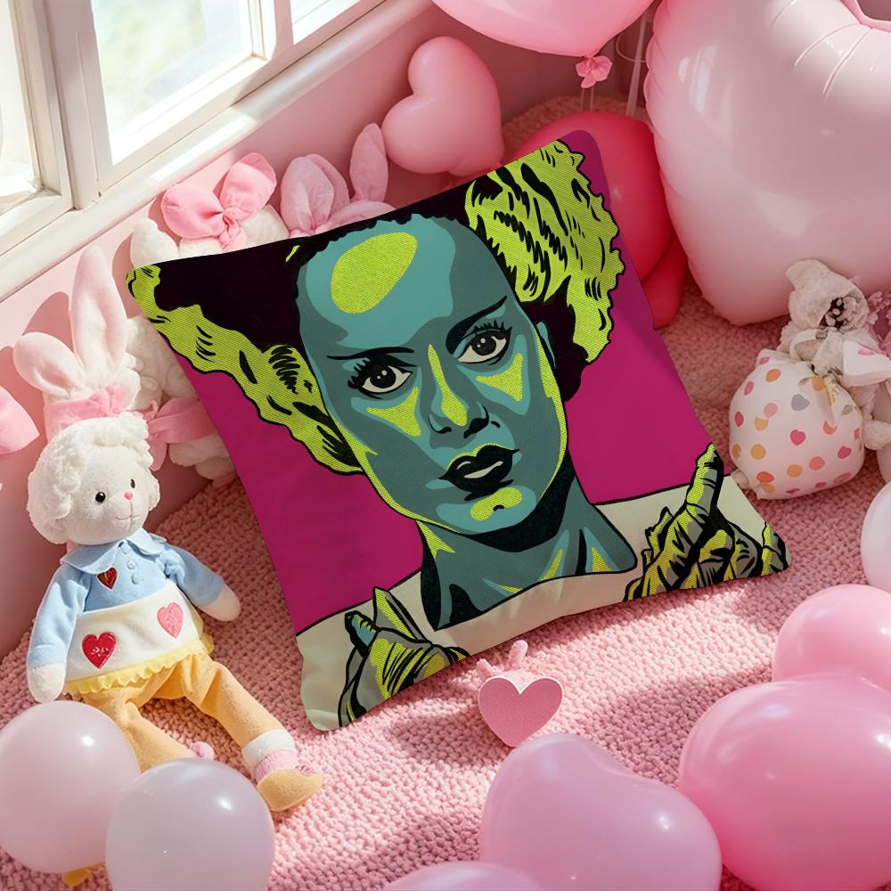Horrible Bride of F-Frankenstein Cushion Cover Pattern Printed Pillowcase for Living Room Sofa Cushion Cover & Bedroom Decor