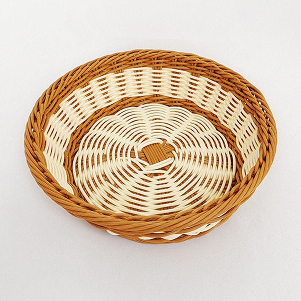 Handgeflochtener Kunst rattan Korb Runder Lebensmittelaufbewahrungskorb Praktische Aufbewahrungsbox Küche