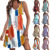 Women's Striped Sleeveless Summer Casual Sleeveless V-neck High Waist Sleeveless Slit Dress