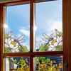 Double-Sided Transparent Floral & Bird Window Corner Sticker