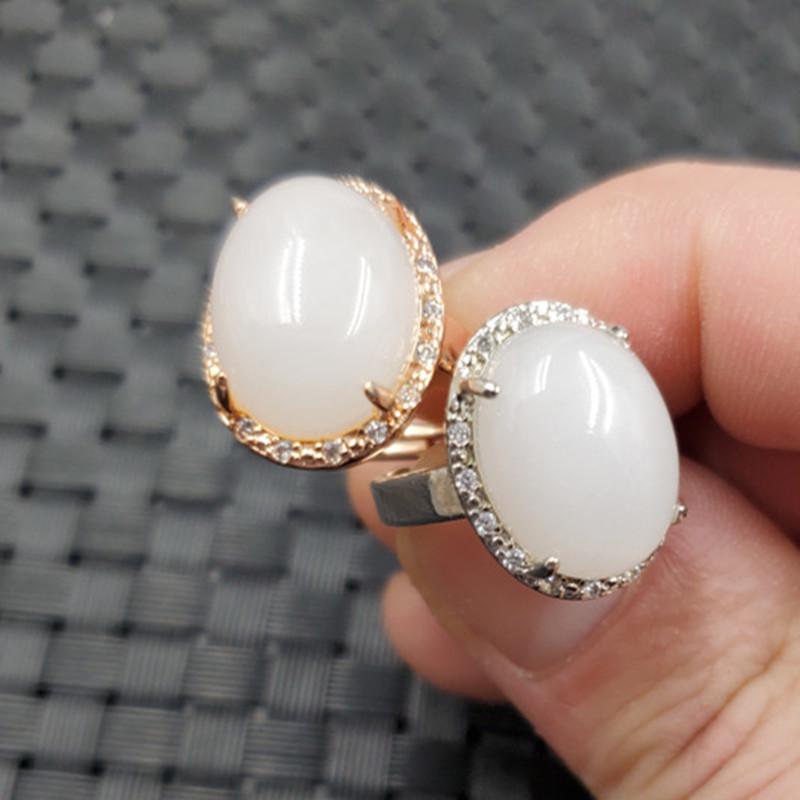 Xinjiang Hotan Gold Silk White Jade Open-Band Ring Gold Open-Band