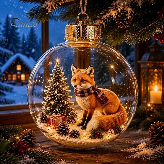 Sfere di Plastica Antirottura Ornamento Storia di Natale Luminoso, Mini Scena Festiva nella Sfera, Decorazioni Luminose Regalo Sfera Trasparente da Appendere all'Albero di Natale