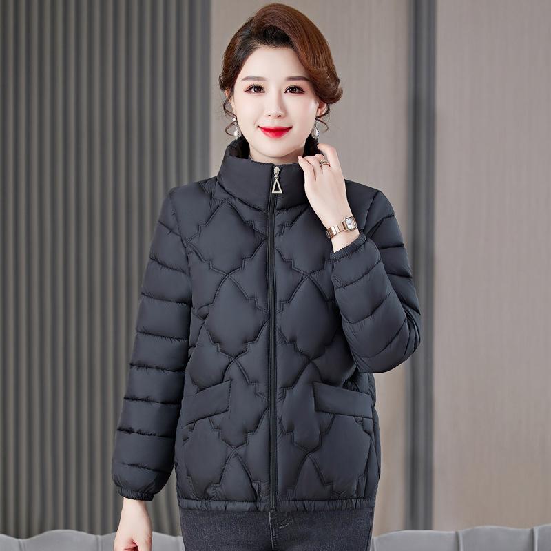 Women's Autumn Winter Fashionable Downy Cotton Coat of Plus Size, Warm Jacket with A Stand-up Collar, Coat