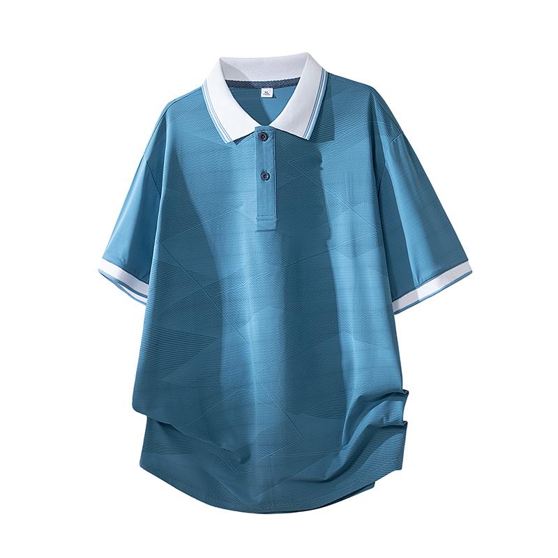 Summer Ice Silk Short Sleeve T-shirt Men s Loose Half Sleeve T-shirt Ice Silk Thin Collar Polo Shirt M