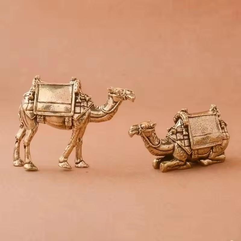 Vintage Brass Camel Figurine Miniature Desktop Craft Home Decor Heavy Cute Animal Statue Home Accessories