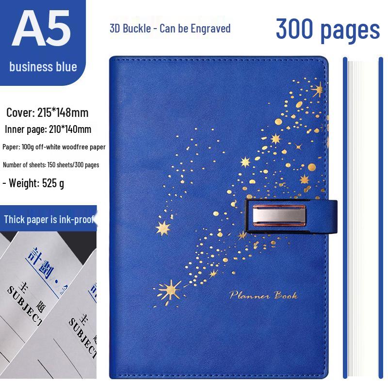 Set de regalo de cuaderno Star Double Line 2026: Libro de registro de reuniones de negocios y oficina de mayor grosor
