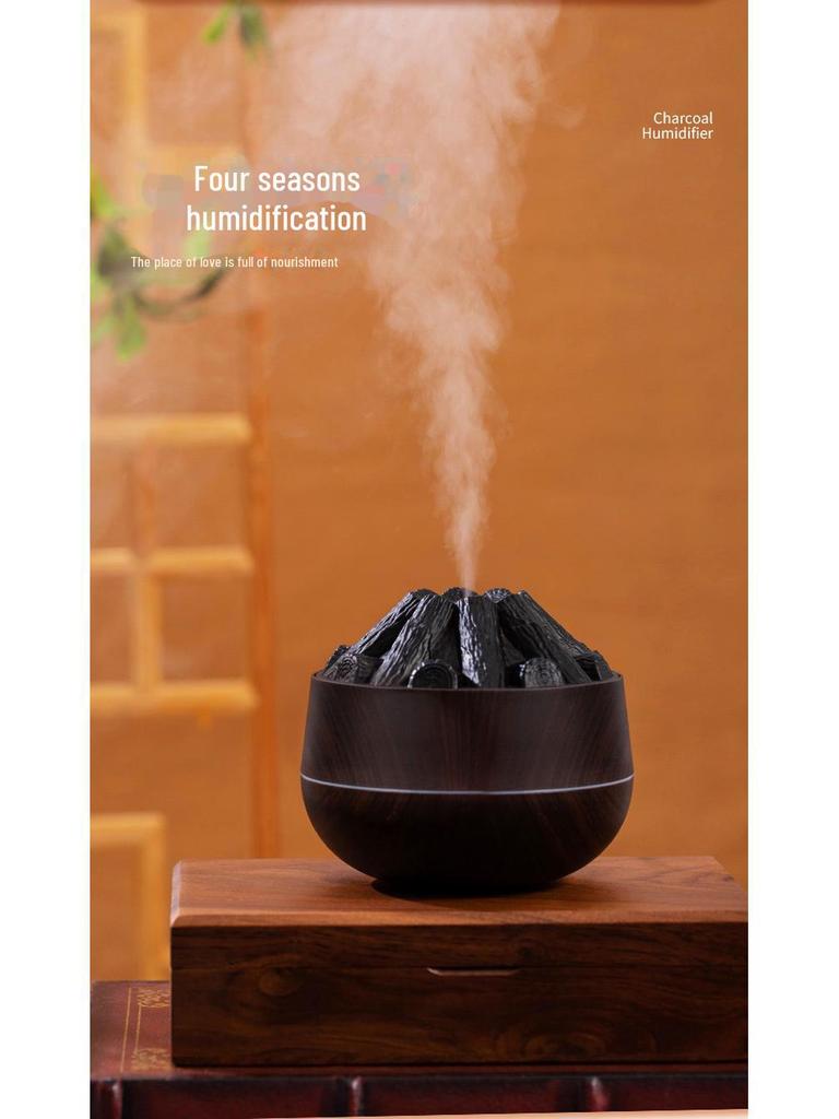 USB Atmosphere Night Light Humidifier with Simulated Charcoal Fire