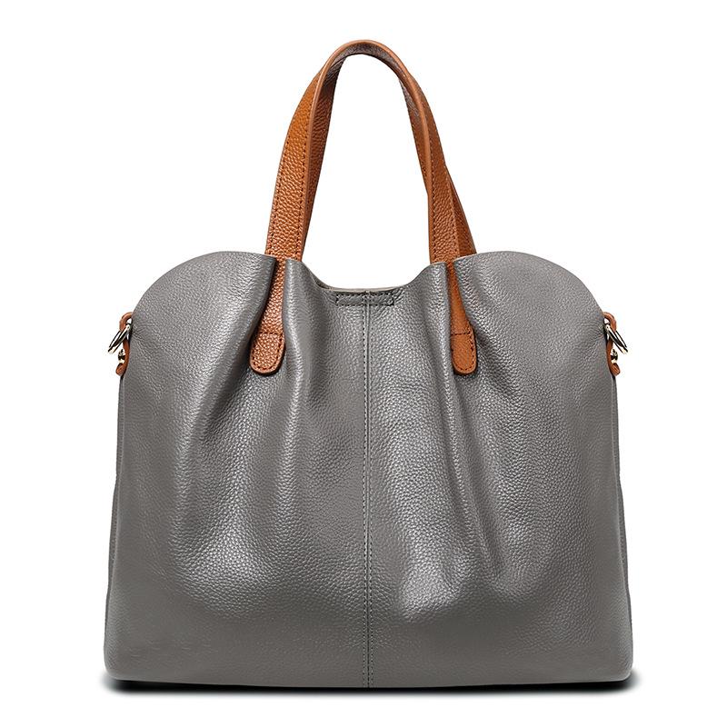 

Women s High-End Large Capacity Color Block Leather Tote Crossbody Bag