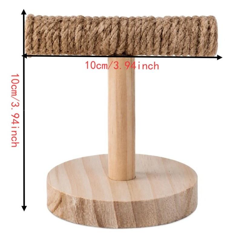 Natural Wood Bird Cage Stand T-Shape Design Quartz Sand Grip Parrot Perch Wooden Material Playground Structure Bird Play Gym