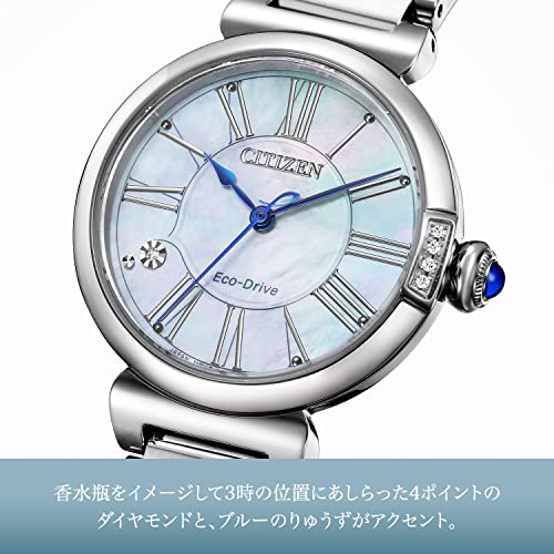 Citizen L Eco-Drive Waterproof Watch with Lily of the Valley Design and White Diamonds, EM1060-87N, Women's, Silver