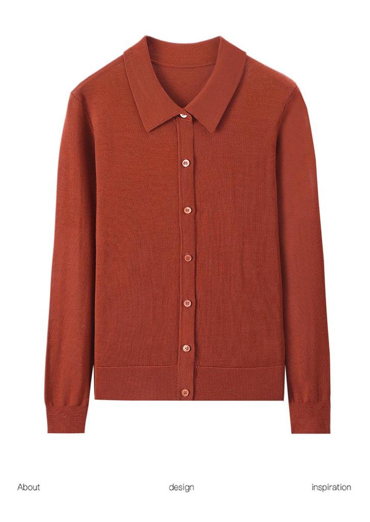 Yangtze Yarn 100% Wool Polo Collar Loose-Fit Knitted Shirt