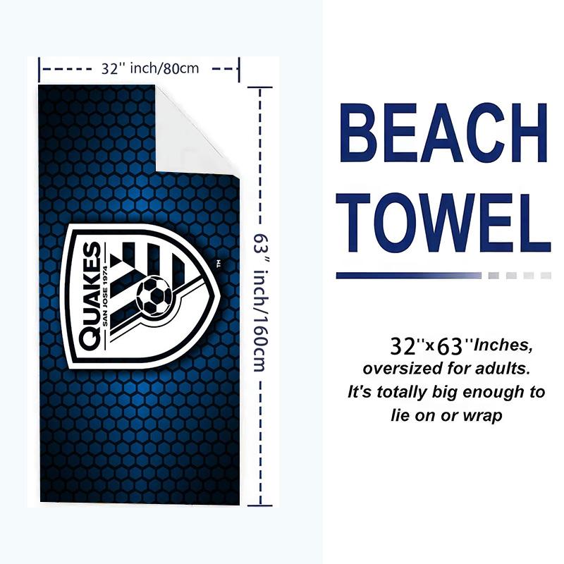 San Jose Earthquakes Print Beach Towel, Large Soft Quick Dry Towel for Beach Camping Swimming
