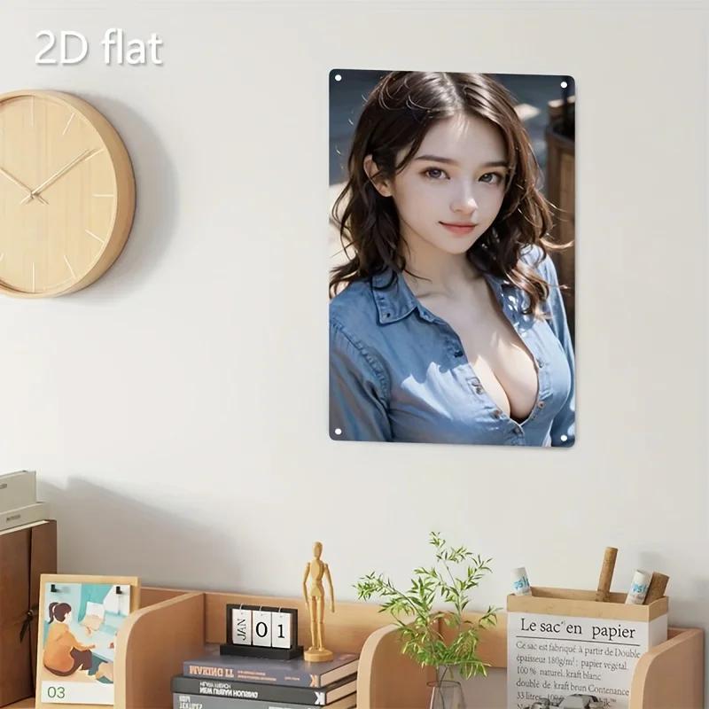 Retro Woman Face Metal Sign Korean Beauty Style Rustic Home Decor Wall Art