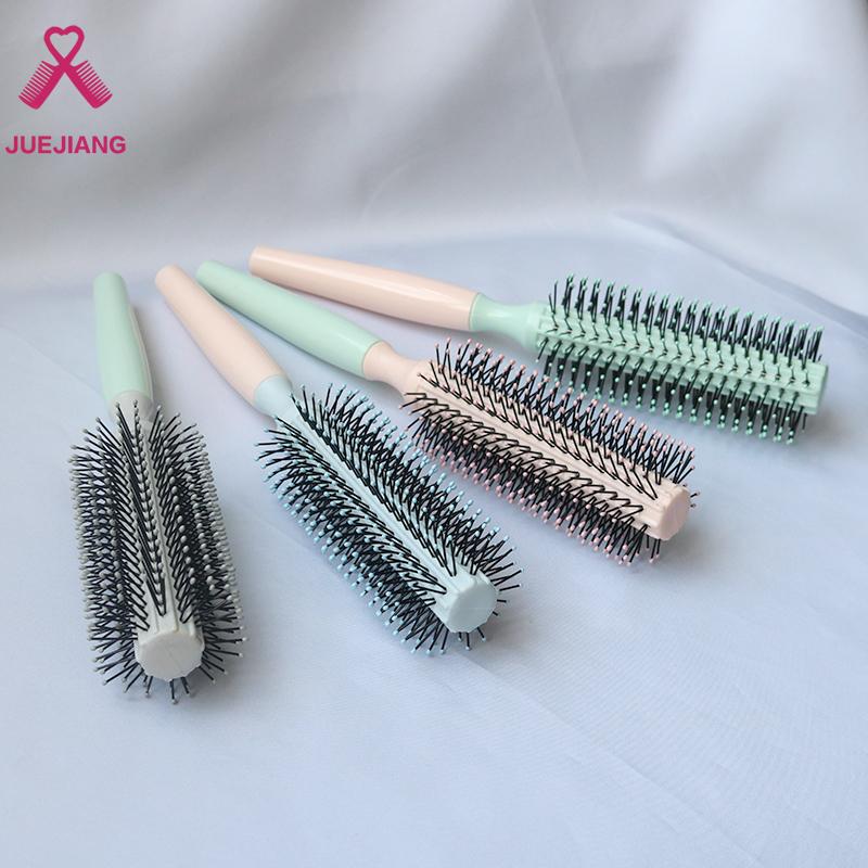Super Hair Brush Plastic Barrel with Nylon Bristles with Anti Slip Handle Small Volumizing Hair Brush Comb