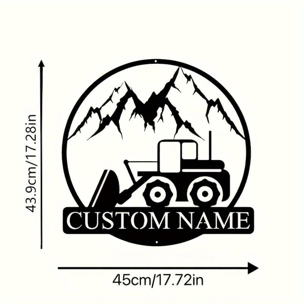 Metal Wall Sculpture Excavator Mountain Custom Name Number Personalized Gift Art Sign