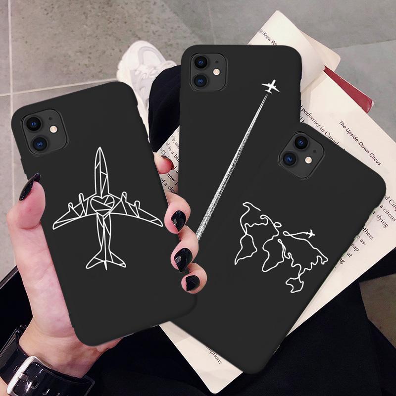 Luxury World Map Travel phone Case For iPhone XR XS Max X XS 12 11 13 Pro max SE 2020 7 8 Plus Silicone Soft airplane Cover