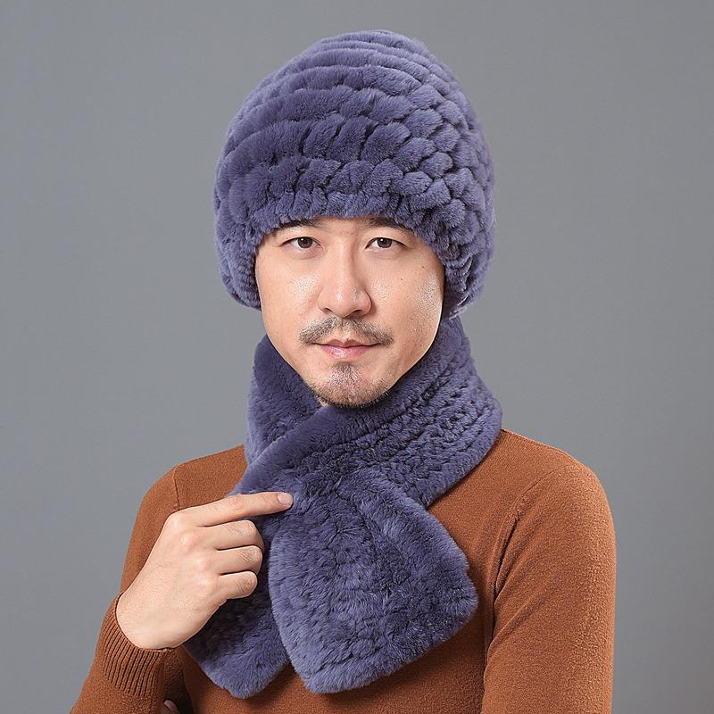 Fur hat medium old men autumn and winter thickened warm old man Rex rabbit hair hat dad cap winter