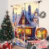 Set Of 2 Flat Printing Christmas Curtain Tree Design Versatile Durable Polyester Without Electricity Festive Holiday