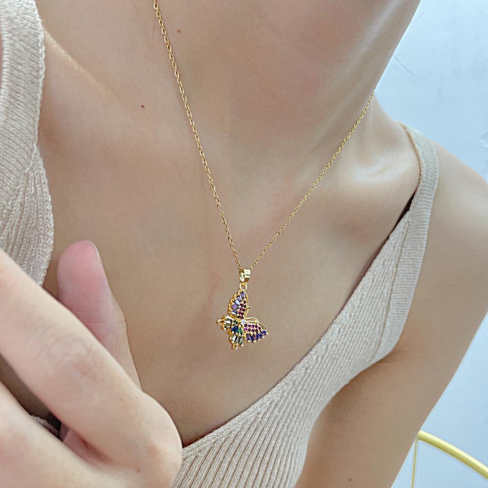 OPK Multicolor Butterfly Clavicle Chain Fashion Stainless Steel Necklace Girl