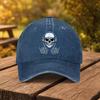 Skull Headphones Rock Baseball Cap Distressed Washed Cotton Adjustable Snapback Hat for Unisex
