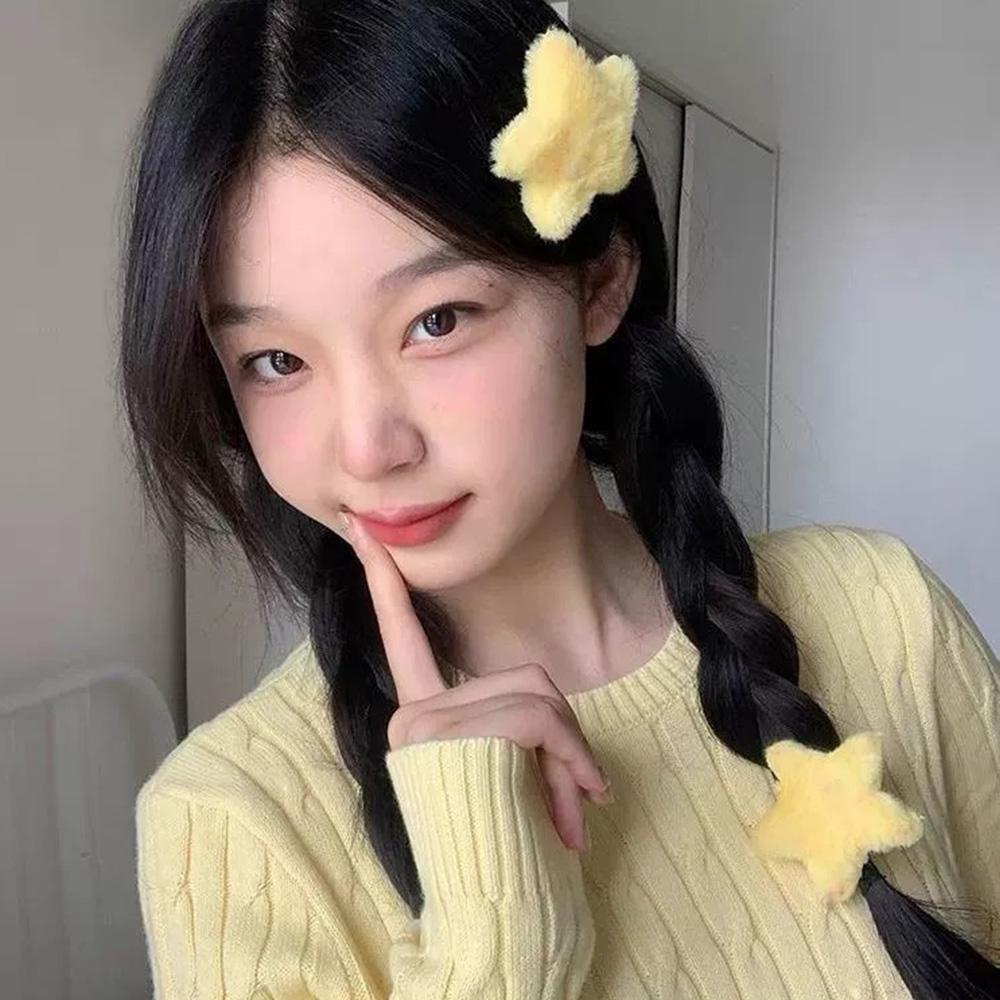 2-12pcs Women Plush Star Hair Side Bangs Clip Trendy Sweet Ornament Barrettes Hairpins Girls Bobby Pin Headwear Hair Accessories