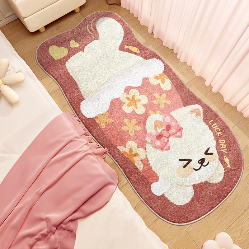 Kreslený koberec do ložnice, koberec k posteli, odolný proti opotřebení, odolný proti nečistotám, protiskluzová podložka, snadno se čistí, podlahová rohožka k arkýřovému oknu