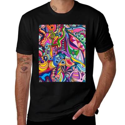 Trippy Rainbow Zentangle T-Shirt Blacks Funny Gifts Mens Cotton T Shirts