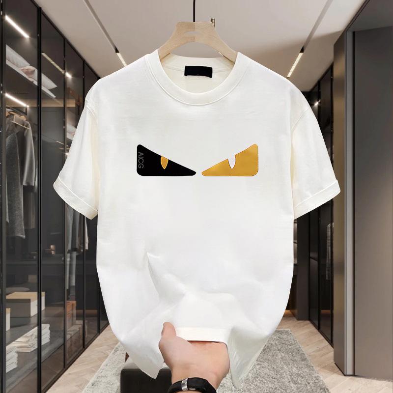 Men Fashion Casual Cartoon Print Cotton Round Neck Short Sleeve T Shirt