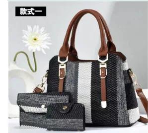 Versatile Tote Bag Women's Korean Single Shoulder Large Bag New Women's Crossbody Bag Ladies Casual Stripe Women Handbag + Purse