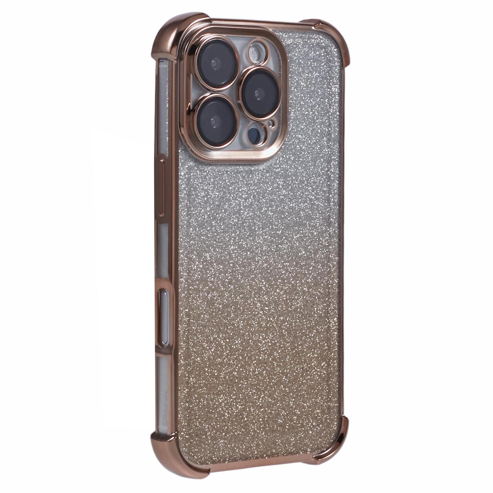 

For iPhone 16 Pro Max Case Glitter TPU Phone Cover Reinforced Corners Gold