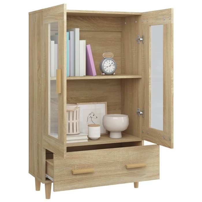 Buffet haut multi-rangement - UU - Chêne sonoma - 70x31x115 cm - Bois d'ingénierie C138